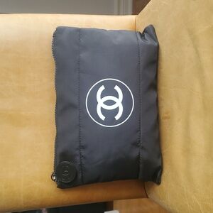 Chanel Large Black Cosmetic Clutch Puffer Pouch Bag